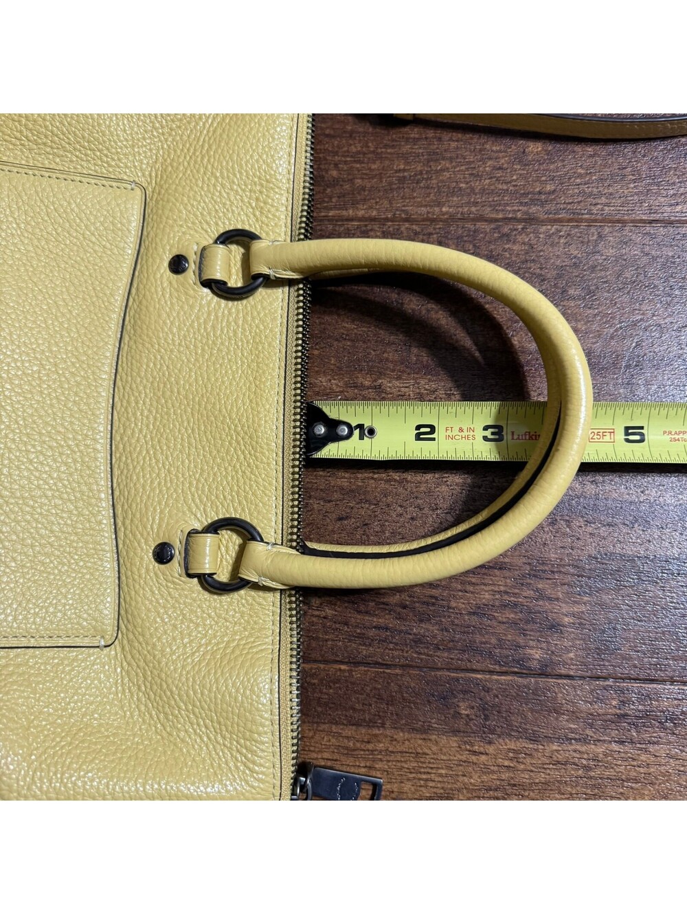 COACH F31466 Mini Emma Satchel Pebbled Leather Crossbody Handbag Yellow *RARE* - Picture 6 of 14